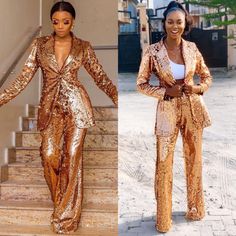 Luxurious Sequined Women Suits 2 Pieces Sets Elegant Long Sleeve Jacket Wide Legs Pants Custom Made Pant Suits For Women Classy, Wide Legs Pants, Pants Custom, Pant Suits For Women, Women Suits, Long Sleeve Jacket, Sleeve Jacket, Wide Legs, Long Sleeves Jacket