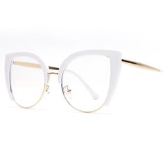 Brand New Women White Cat Eye Half Frame Fashion Glasses Clear Lens Gold Hardware White Cat Eye Glasses, Glasses Clear, Fashion Glasses, Glasses Accessories, Glasses Fashion, White Cat, Gold Hardware, Cat Eye, Women Fashion