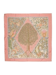 Hermès Silk ScarfPink90cm with Axis Mundi MotifFeaturing Hand-Rolled Edges Vintage Home Exterior, Axis Mundi, Retro Vintage Home, Vintage Home Interior, Hermes Scarves, Vintage London