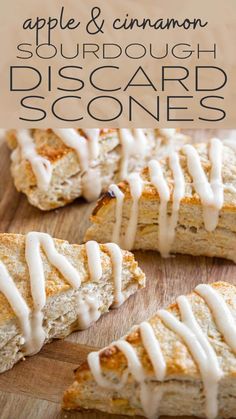 an apple and cinnamon sourdough disord scones on a cutting board