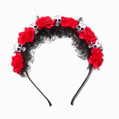 Claire's Red Flower & Skull Day of the Dead Headband