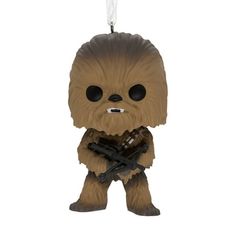 a star wars chewr ornament hanging from a string