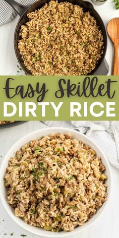 an easy skillet dirty rice recipe in a bowl