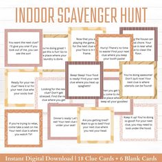 an info sheet with instructions for how to use the indoor scavenger hunt game