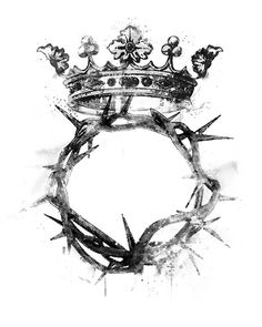 a drawing of a crown on top of a white background with watercolor splashes