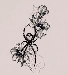 a drawing of a spider with flowers on it's back and the word love written in