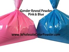 two bags with pink and blue covers on them