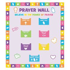 a poster with the words, prayer wall and pictures on it's front cover