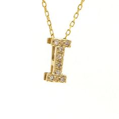 Birmingham Jewelry - 14K Gold Initial "I" Necklace With Diamonds - Birmingham Jewelry I Necklace, Mothers Jewelry, Initial I, Push Gifts, Necklace With Diamonds, Mother Jewelry, Necklace Initial, Page Number, Initial Jewelry