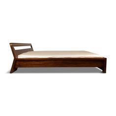 ZAURAK Bed Design Unique, Slanted Headboard, Wooden Bed Frame, Brass Bar, Cabinet Bed, Wooden Bed Frames, Brown Tones, Wooden Bed, Platform Bed