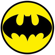 the batman symbol is shown in black and yellow