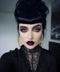 Gold Purple Makeup, Heavy Metal Makeup, Indie Makeup Brands, Metal Makeup, Goth Eye Makeup, Hair Up, Concert Makeup, Gothic Hairstyles, Goth Glam