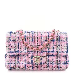 This is an authentic CHANEL Tweed Quilted Mini Rectangular Flap in Pink and Multicolor. This chic bag is crafted of quilted multicolor tweed fabric. This bag features a gold chain leather threaded shoulder strap, a rear pocket, and a gold CC turn lock. This opens to a pink leather interior with zipper and patch pockets. Chanel Mini Rectangular, Chanel Tweed, Convertible Crossbody Bag, Classic Flap Bag, Pink Tweed, Chanel Mini, Gold Chanel, Pink Chanel, Stylish Shoulder Bag