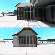 two different views of a small building