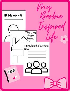 a pink poster with the words, my barbie is inspired life and an image of a woman