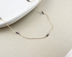 Sapphire Quartz and Delicate Glass Seed Bead Necklace. 14k Gold-plated Clasp, Round Beads and Finishings. - Etsy