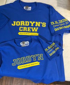 "This Shirt is Personalized with your child's name on the front of the shirt ( Jordyn is my daughter's name and just an example). The back print ( THREE 21 ) will be the same as pictured. If you want your Social media info also on the sleeves, please write all the info in the \" personalization section\" before ordering. Personalized Down Syndrome Awareness Varsity Shirt , Buddy Walk Family Group Shirts, Down Syndrome Gift, Unisex Adult Kids Youth Shirts Wear this One Of A Kind and special Down Blue Customizable Tops For Team Spirit, Father's Day School Spirit Cotton T-shirt, Customizable Blue T-shirt For School Spirit, Customizable Blue School Spirit Tops, Blue School Tops With Team Name, Blue College T-shirt With Name Print, Team Spirit Tops With Name Print For School, Blue Tops With Name Print For College, Blue Custom Print Top For Father's Day