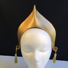 Gold headpiece with Gold tassels for Toph Bei Fong Cosplay.  Comicon accessory or headpiece for Halloween. ORDER ANY COLOR For Festivals, LARP, Renaissance Faires, Mardi Gras party, conventions or Comicon.  Special features: 2 gold tassles.   SHOWN IN GLOSSY (Matte available by request.) ORDER ANY COLOR ♦  Match your costume, Free! -- Professionally airbrushed & hand-painted. -- Scroll to end of listing for links to other colors ☺ ♦  Customized Additions Available --  Runes, Tribal Designs, Lett Gold Costume Accessories For Halloween Cosplay, Gold Costume Hats And Headpieces For Halloween, Fantasy Gold Costume Accessories For Cosplay, Gold Costume Accessories For Cosplay Events, Gold Fantasy Costume Hats And Headpieces, Fantasy Cosplay Costume For Carnival, Adjustable Masks And Prosthetics For Cosplay Events, Gold Cosplay Costumes For Cosplay Events, Gold Fantasy Costume Hats And Headpieces For Halloween