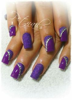 Vegas Nails Ideas, Dark Purple Nails, Vegas Nails, Neon Nail Designs, Fancy Nails Designs