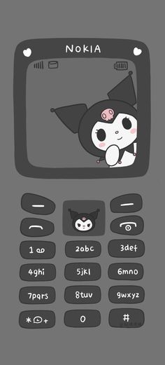 an old cell phone with a cartoon character on the front and bottom panel, in black and white