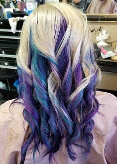 #mermaid #hair Mermaid Hair Brunette, Hair Color Rainbow, Unicorn Hair Color, Colorful Mermaid, Hair Play, Rainbow Hair Color, Coloured Hair, Pretty Hair Color