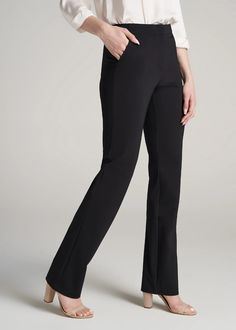 Model is 6'1", 170lbs wearing size 6 Tall - Tall Inseam: 35.5" - Extra Tall - Inseam: 37.5" - Straight leg fit - Slimmer around the hip and thigh - High-rise waist - Hook and bar front closure Dress Pants With Sneakers, Pants For Tall Women, Tall Women Dresses, Pleated Dress Pants, Scrubs Dress, Tall Leggings, Straight Leg Dress Pants, Cozy Sleepwear, Slacks For Women