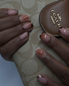 My ideal fall colours are browns, nudes, golds and rose golds. Happy Sunday 🤎 #dovenailsbysharon #structuredmanicure Aesthetic Gold Nails, Fall Manicure Ideas For Short Nails, Fall Gel X Nails, Aphrodite Nails, Boss Nails, Nail Aesthetics, Bday Nails, Gel X Nails, X Nails