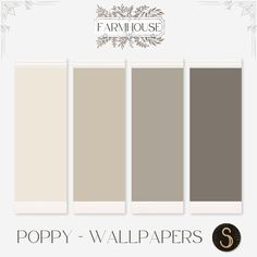 the color scheme for poppy - wallpapers is shown in shades of gray, beige and