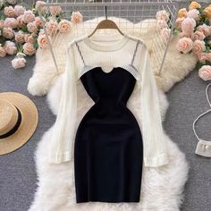 Stylish, hollow-out long-sleeve blouse, ubiquitous halter dress, two suitsMaterial:blendedColor:white,blackStyle:sexyFeatures:two pieceSize(CM):free 1inch=2.54cmLength 25 sleeve 58 bust 90&ltp&gtlength (including shoulder straps) 76 Bust 66-80 waist 60-70</p>&ltbr/>&ltp&gtAll items will arrive in about 20-25 business days, if you have an emergency, please contact us to upgrade logistics.</p>&ltbr/>&ltp&gtNeed to add 16 dollars fast shipping(Arriv Chic White Two-piece Party Dress, Elegant Hollow Out Bodycon Dress For Date Night, Elegant Hollow Out Bodycon Dress For Night Out, Fitted White Two-piece Dress For Party, Elegant Hollow-out Bodycon Dress For Night Out, Fitted Long Sleeve Fake Two-piece Dress, Chic Long Sleeve Two-piece Dress, Elegant Long Sleeve Mini Dress With Hollow Out, Long Sleeve Hollow Out Dress For Club