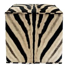 a black and white zebra print ottoman