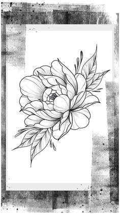 a black and white drawing of a flower