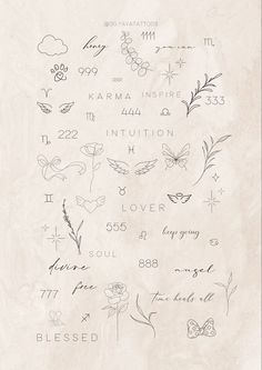 the back side of a sheet of paper with writing on it and various symbols in black ink