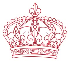 a red line drawing of a crown