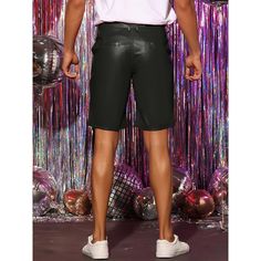 These PU leather shorts add a stylish element to your wardrobe. The PU shorts can be paired with different short-sleeved shirts to create your fashionable look and create a shine image in the summer.The summer shorts are also a great choice for parties, disco, hip-hop, music festivals, and stage performances. Party Faux Leather Shorts, Fitted Leather Shorts For Party, Leather Shorts For Summer Party, Summer Party Leather Shorts, Leather Shorts For Night Out In Summer, Summer Faux Leather Bottoms For Club, Casual Faux Leather Party Shorts, Leather Bottoms For Summer Party, Casual Faux Leather Shorts For Party