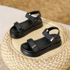 Lasaky - Womens Casual Sandals with Thick Platform Soles and Velcro Straps in Petite Sizes High Heel Mules, Heel Mules, Chunky Heels Sandals, Womens Casual, Outdoor Wear, Casual Sandals, Velcro Straps, Petite Size, High Heel Sandals