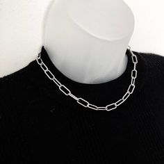 Welcome to my shop :) Handmade stainless steel link necklace Please note I make this chain without an extender as the links are quite big, I think it looks nicer without!  We ship worldwide!  These are handmade to order but we work quickly and aim to dispatch either same or next day Cheap Stainless Steel Clavicle Chain Necklace, Silver Minimalist Chunky Chain Necklace, Silver Metal Chain Necklace With Rectangular Links, Silver Stainless Steel Paperclip Chain Necklace, Everyday Silver Chain Choker Necklace, Everyday Silver Choker Chain Necklace, Silver Choker Chain Necklace For Everyday, Silver Stainless Steel Chunky Chain Necklace, Silver Chunky Chain Necklace In Stainless Steel