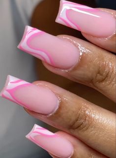 Cute Pink Nails Design Classy, Girly Square Nails, Nail Ideas Girly, Simple French Nails Design, Pink Design Acrylic Nails, Pink Nails Inspo Short, Pink French Tip Designs, Pink Acrylic Designs, Pink Summer Nails Designs