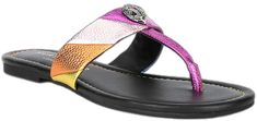 Designer Multicolor Sandals, Designer Multicolor Flat Sandals, London Kensington, Metallic Rainbow, Kensington London, Leather Sandals Flat, Kurt Geiger, Dillard's, Flat Sandals