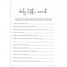 a printable question card with the words, baby little secret