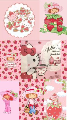 hello kitty wallpapers in different colors and sizes, including strawberry - themed designs