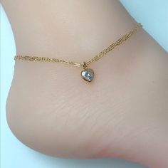 14k Gold Filled Double Layered Heart Anklet Minimalist And Dainty Heart Anklet Metal: All Components Are Made From Solid 14k Gold Filled Stone: Cz Measurement: Adjustable From 9" To 10" Elegant Gold Anklets With Heart Charm, Gold Heart Anklets, Elegant Heart-shaped Anklets For Valentine's Day, Dainty Heart-shaped Anklet For Gift, Dainty Heart-shaped Anklet As Gift, Elegant Heart Charm Anklets For Valentine's Day, Heart Anklet, Womens Jewelry Bracelets, Anklets