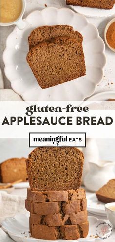 slices of gluten - free applesauce bread stacked on top of each other