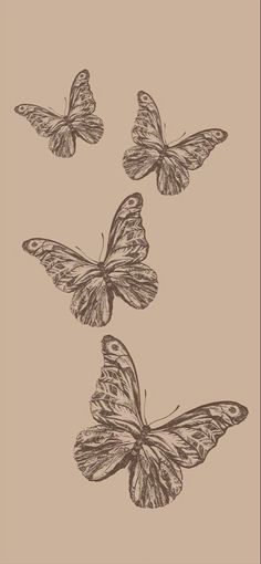 three butterflies flying in the air on a brown and beige background with text that reads,