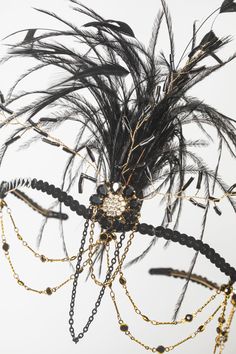 Shop 1920s Headpieces - Beaded Crystal Feather Headband | BABEYOND Black Feathered Jewelry For Party, Black Feather Jewelry For Party, Gatsby Style Feather Headband, Black Flapper Headpieces For Party, Gatsby Style Feather Trim Headpiece For Evening, Adjustable Flapper Headpiece With Feathers, Adjustable Black Feather Headpiece, Adjustable Black Feathered Headpiece, Flapper Evening Headpiece With Feathers