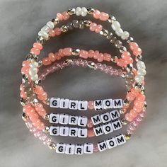 Fun Packaging, Keep Bracelet, Pink Beaded Bracelet, Idea For Mother's Day, Pink Beaded Bracelets, Power Bracelet, Bracelet Quotes, Word Bracelet, Moms Bracelet