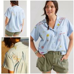 New With Tag Top From Anthropologie In Size Extra Small. Approximately About 22.5” Length, 18.5” Pit To Pit, 7” Sleeves. This Buttondown's Animated Embroidery Echoes The Call Of The Sun, Sand, And Surf. Whether Styled As A Cover-Up Or With A Pair Of Denim Cut-Offs, It's Sure To Become A Seasonal Favorite. Cotton, Polyester Embroidered Detail Button Front Machine Wash No Trades. Open To Reasonable Offers. Bundle More Items To Save More. Thank You Embroidered Mermaid, Summer Surf, Cut Offs, Denim Cutoffs, Anthropologie Top, The Sun, Anthropologie, Surfing, Button Down Shirt