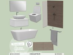 bathroom furniture set with sink, toilet, bidet and mirror