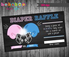 this is an image of a diaper raffle party ticket for baby's first birthday