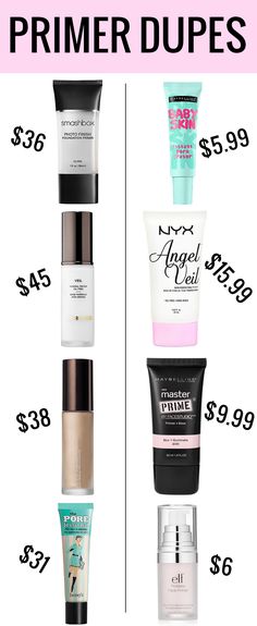 Why buy end when there are so many amazing makeup primer dupes? #beauty #makeup #dupes #beautyblogger #makeupblogger Make Up Factory, Camouflage Makeup, Make Up Primer, Alat Makeup, Best Primer, Best Drugstore Makeup, Amazing Makeup, Makeup Hacks