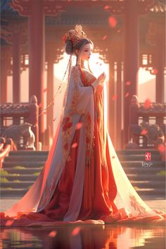 Chinese Gown, Anime Long Hair, Long Gowns, Queen Art, Chinese Art Girl, Ancient Beauty, Pretty Images, True Art, Girly Art